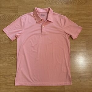 Brooks Brothers Golf Polo Shirt Men's Small Peach Striped Stretch Performance
